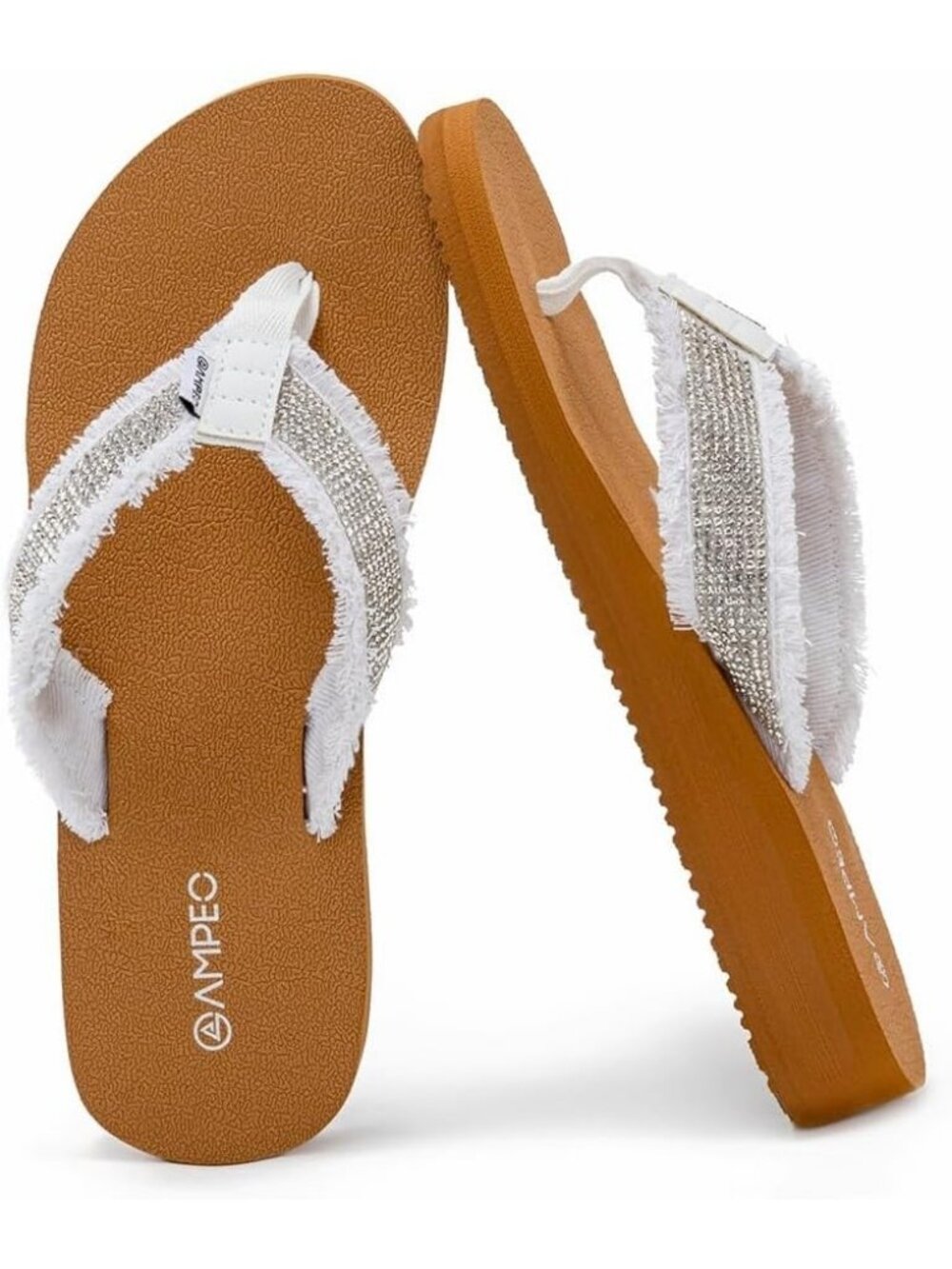 Women's Gemstone White1 Comfortable Flip Flops Summer Casual Beach Thong Sandals